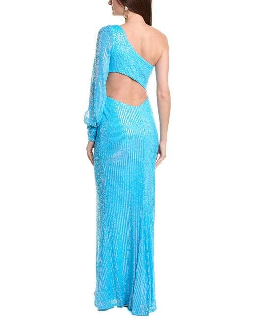 Jovani Blue One-Shoulder Sequin Gown