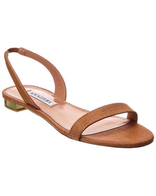 Aquazzura Brown So Nude Woven Rafia Sandal