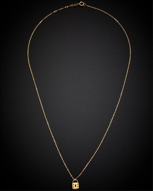 Italian Gold Black 18k Petite Padlock Pendant Necklace