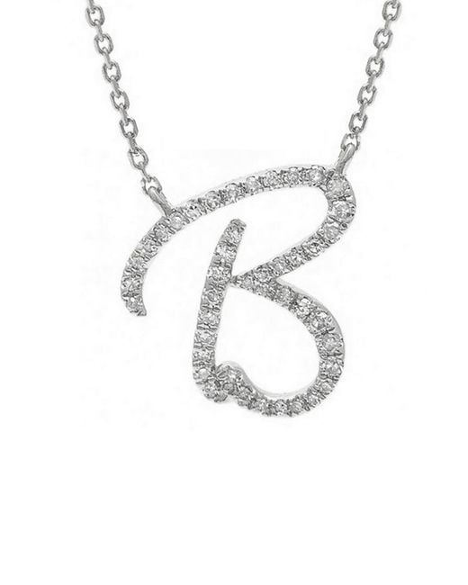 Jane Basch Metallic 14k 0.16 Ct. Tw. Diamond Script Initial Necklace (a-z)