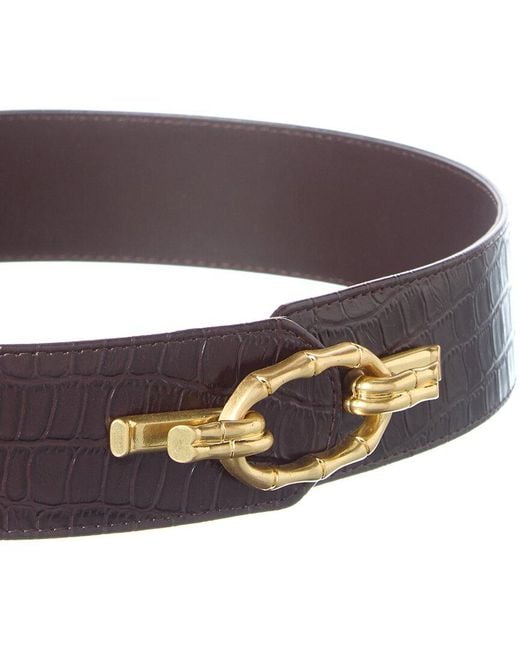 J.McLaughlin Brown Jayna Croc-Embossed Leather Belt