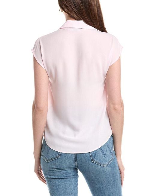 Tahari White Camp Collar Blouse