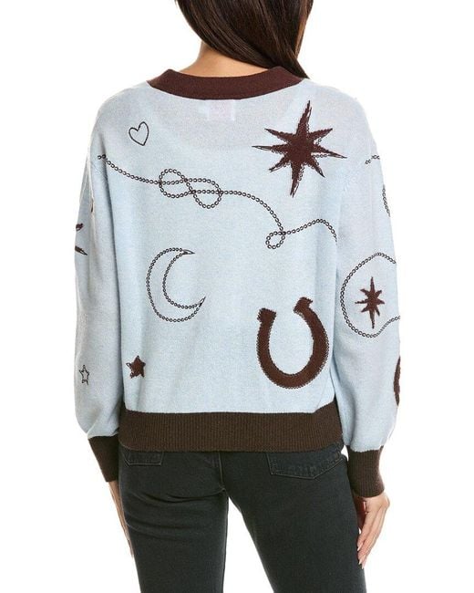 Brodie Cashmere Gray Equestrian Motif Cashmere Cardigan