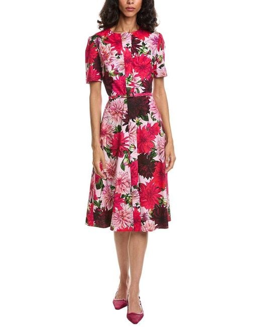 Oscar de la Renta Red Dahlia Shirtdress