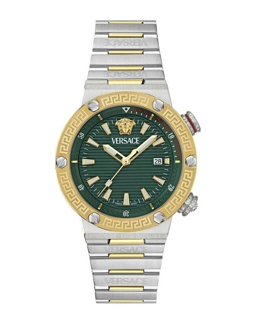 Versace Metallic Greca Logo Diver Watch for men