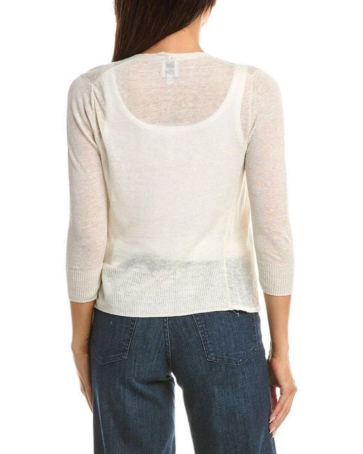NIC+ZOE White 4-Way Linen-Blend Cardigan