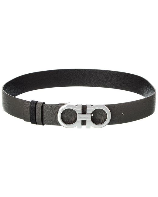 Ferragamo Black Gancini Reversible & Adjustable Leather Belt