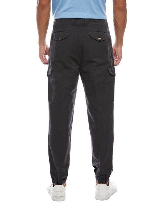 Brunello Cucinelli Black Linen-Blend Cargo Jogger for men