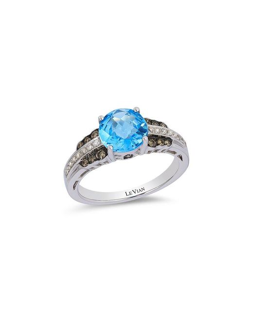 Le Vian 14k White Gold® 2.05 Ct. Tw. Diamond & Blue Topaz Ring