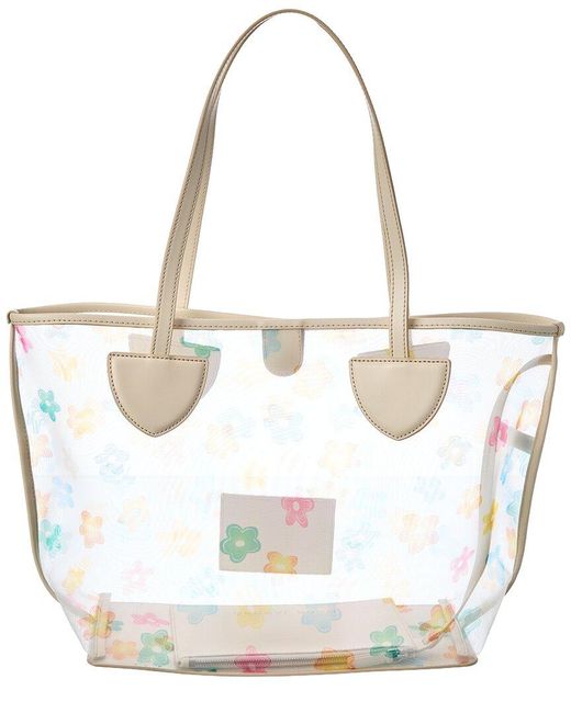 Marc Jacobs White Wild Daisy Mesh On Your Marc Leather Tote