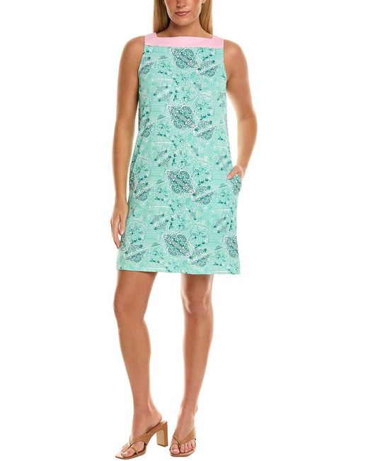 Stella Parker Blue Square Neck Shift Dress