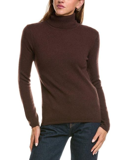 InCashmere Brown Basic Turtleneck 100% Cashmere Sweater