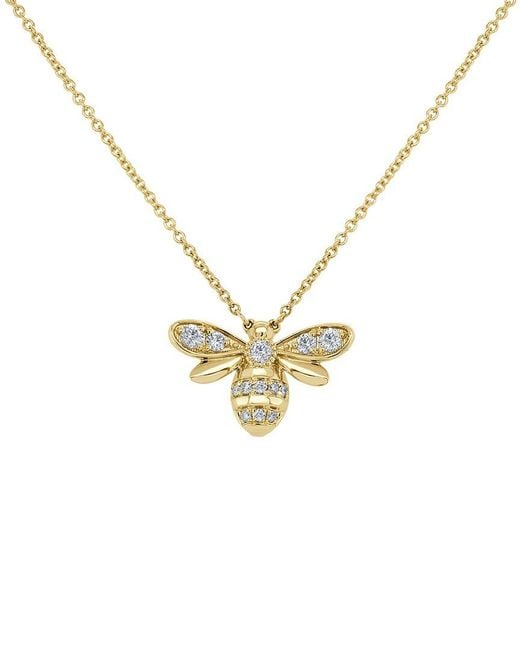 Sabrina Designs Metallic 14k 0.36 Ct. Tw. Diamond Bumble Bee Pendant Necklace
