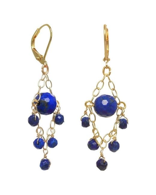 Rachel Reinhardt Jewelry Blue 14K Over Lapis Chandelier Earrings