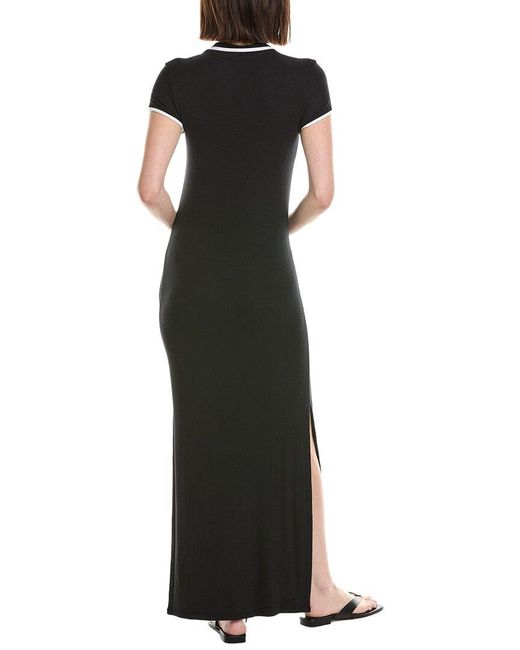 ATM Black Ribbed Maxi Sheath Dress