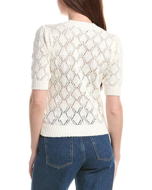 Isla White Piper Pointelle Knit Top