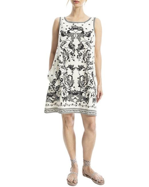 Max Studio White Short Linen-Blend Tank Dress