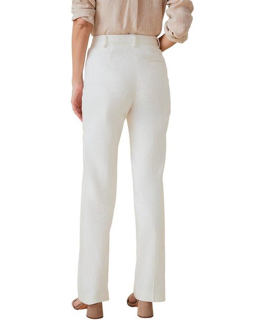 J.McLaughlin White Collin Linen-Blend Pant