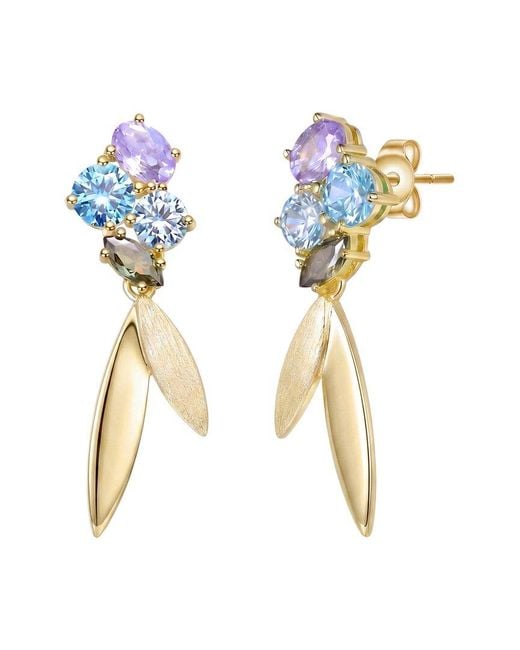 Genevive Jewelry Metallic Rachel Glauber 14K Plated Cz Leaf Design Earrings