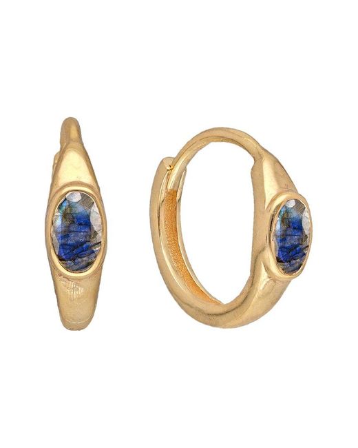 TIRAMISU Blue 14K Plated 0.60 Ct. Tw. Labradorite Huggie Earrings