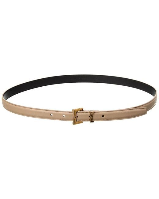 Saint Laurent Natural Cassandre Leather Belt