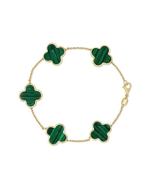 Italian Gold Green 14k Malachite Stackable Bracelet
