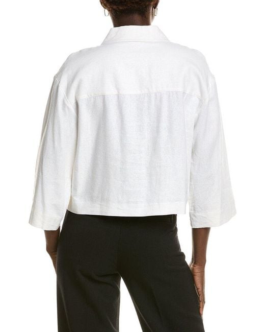 Vince Camuto White Linen-Blend Top