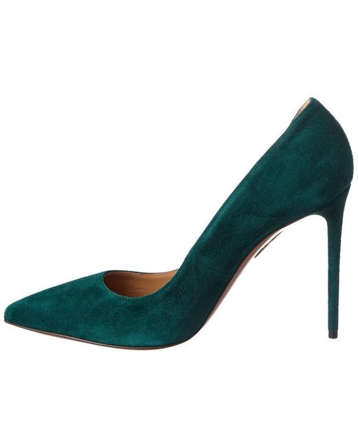 Aquazzura Green Purist Logo Suede Pump