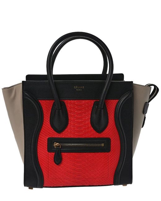 Céline Red Smooth Leather Micro Luggage (Authentic Pre-Loved)