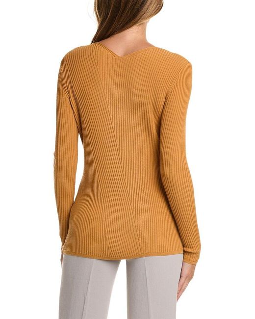Lafayette 148 New York Orange Ribbed Sweater