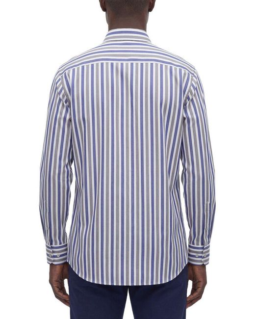 Eterna Blue Striped Twill Shirt for men