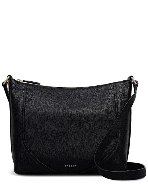 Radley Black Wood Park Medium Ziptop Leather Crossbody