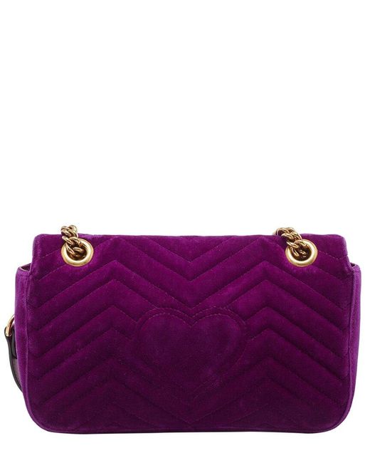Gucci Purple Velvet Small Marmont Shoulder Bag (Authentic Pre-Owned)