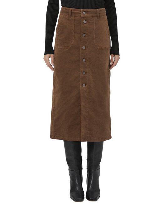 PAIGE Brown Meadow Midi Skirt