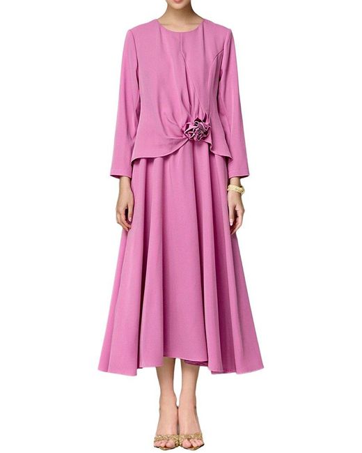 BURRYCO Pink Long Sleeve Midi Dress