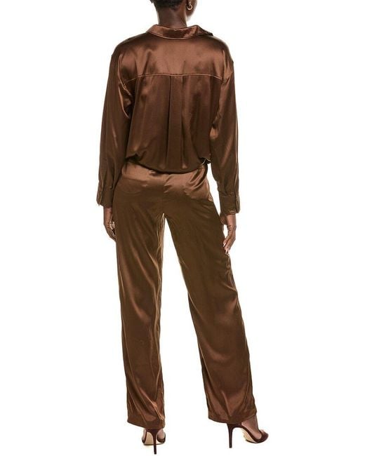 Brunello Cucinelli Brown Silk-blend Jumpsuit