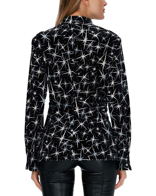 Diane von Furstenberg Black Velvet Button Front Top