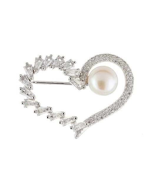 Splendid White Silver 8.5-9mm Freshwater Pearl Brooch