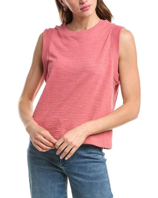 Faherty Brand Red Sunwashed Slub Muscle Tank