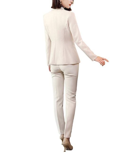 Bossy Chic White 2Pc Blazer & Pant Set