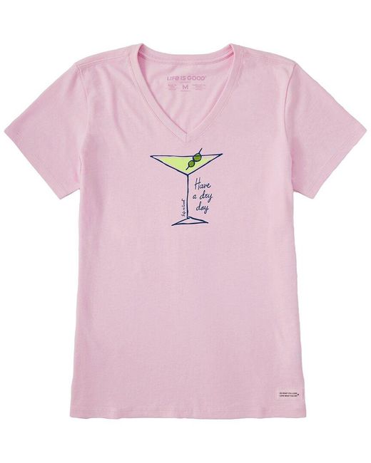 Life Is Good. Pink Crusher-lite V-neck T-shirt