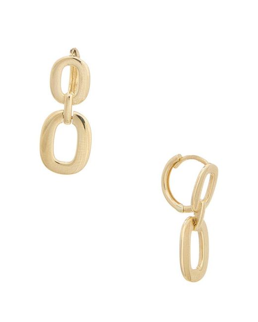 Italian Gold Metallic 14K Oval Drop Leverback Earrings