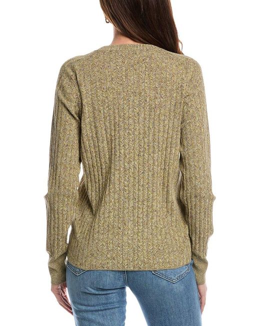 Re/done Green Chevron Rib Cardigan