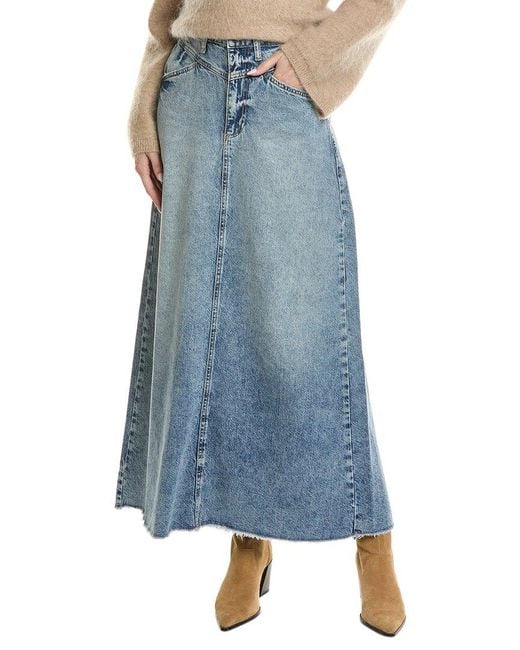 Free People Blue Come As You Are Denim Maxi Skirt