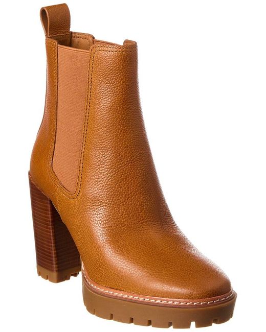 Tory Burch Brown Carson Lug Leather Bootie