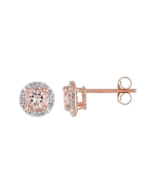 Rina Limor Pink 10K Rose 1.03 Ct. Tw. Diamond & Morganite Earrings