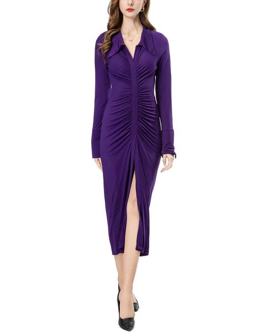 BURRYCO Purple Solid Midi Dress