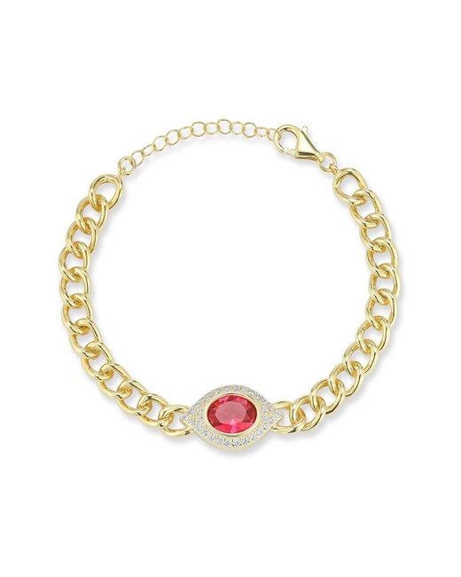 Chloe and Madison Metallic 14k Over Silver Cz Chunky Evil Eye Bracelet