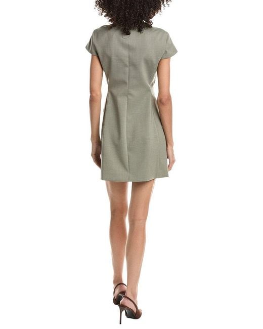 Theory Green Tailor Zip Wool-Blend Mini Dress