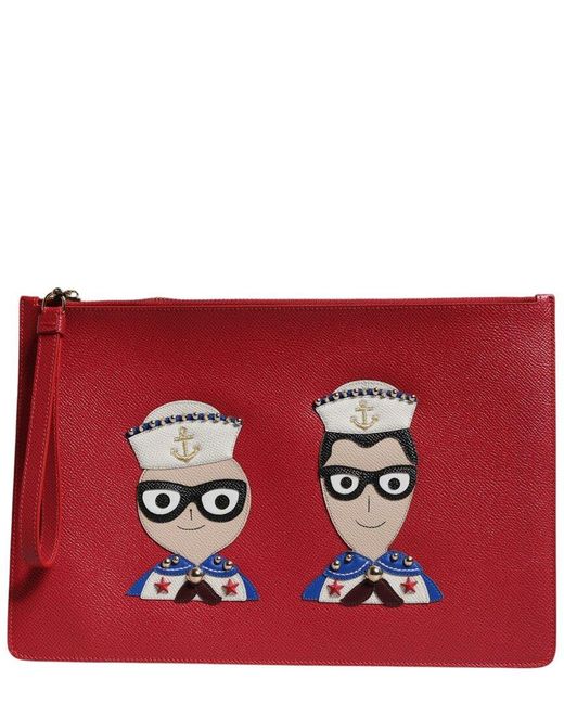 Dolce & Gabbana Red Leather Clutch